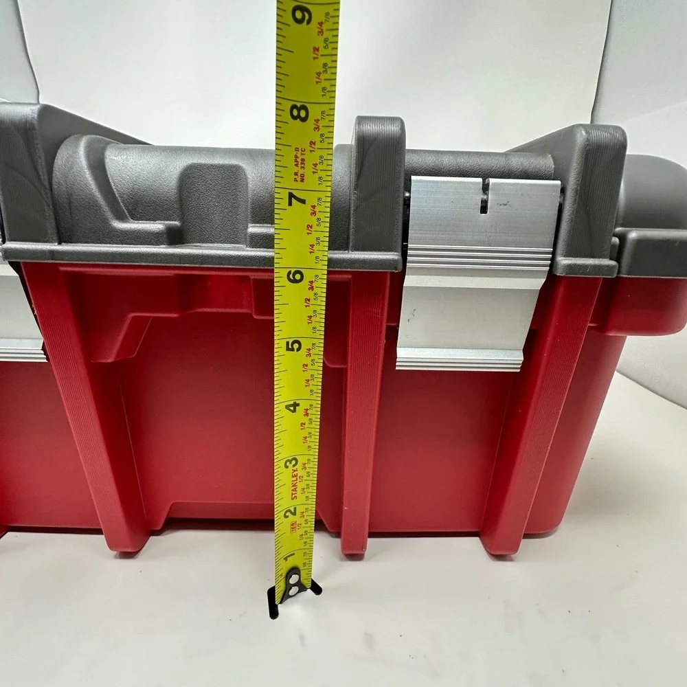 Keter Heavy Duty Plastic Tool Box Red Gray Metal Latches Portable 16 Inch Case